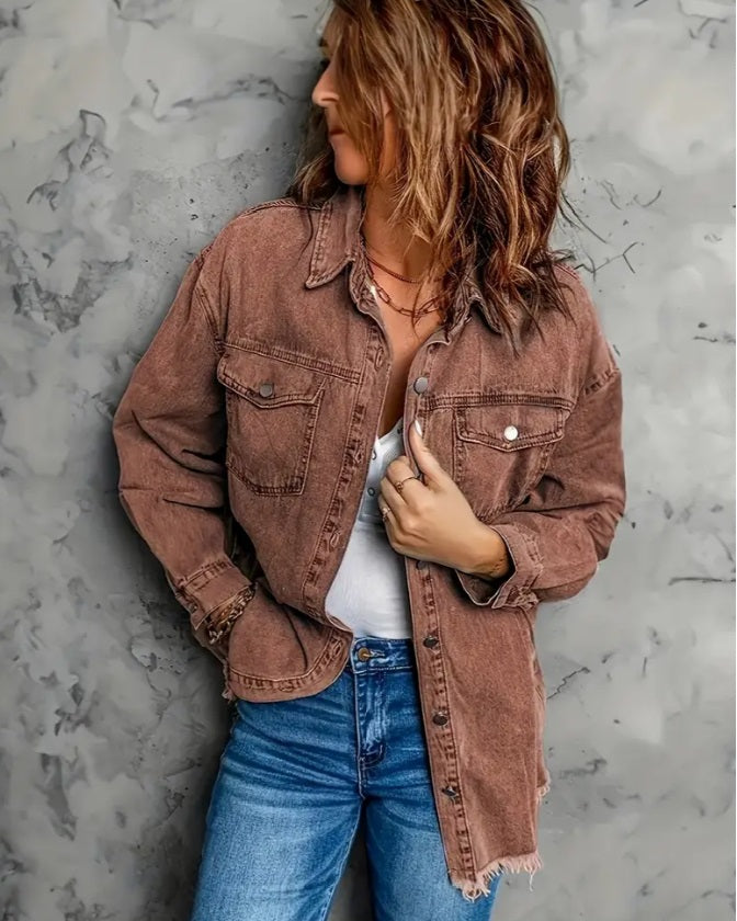 Camisa Dama Mezclilla Marron