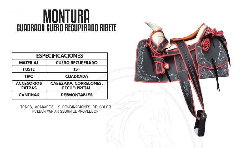 Montura Cuadrada de Cuero Recuperado con Ribete