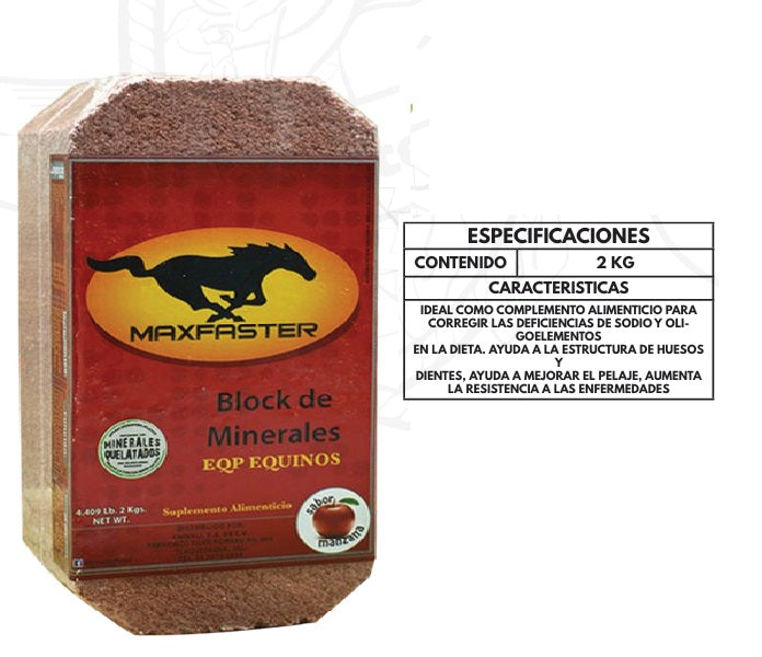 bloque de minerales Maxfaster para equinos