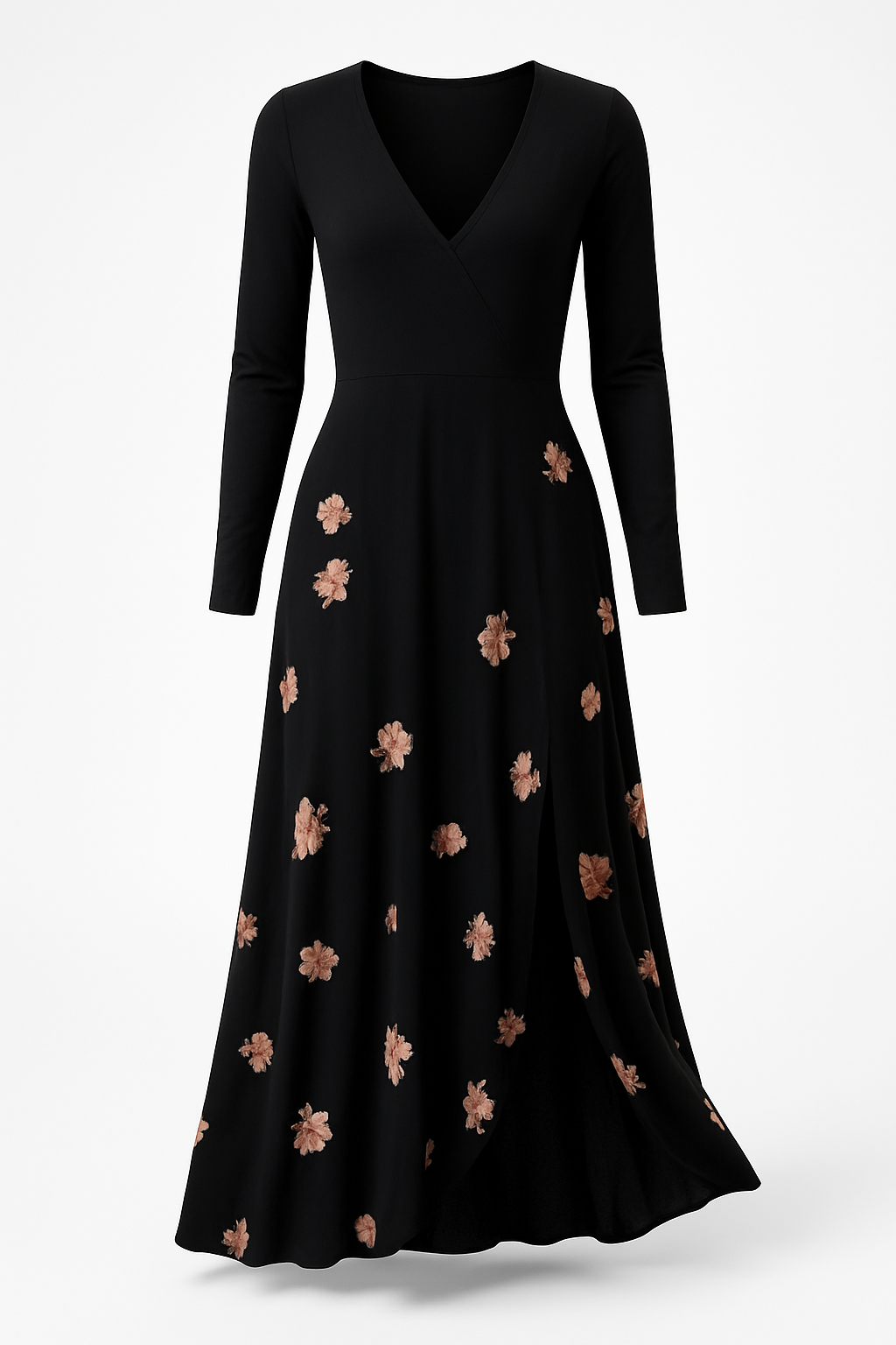 Vestido boho vaquero negro con flores