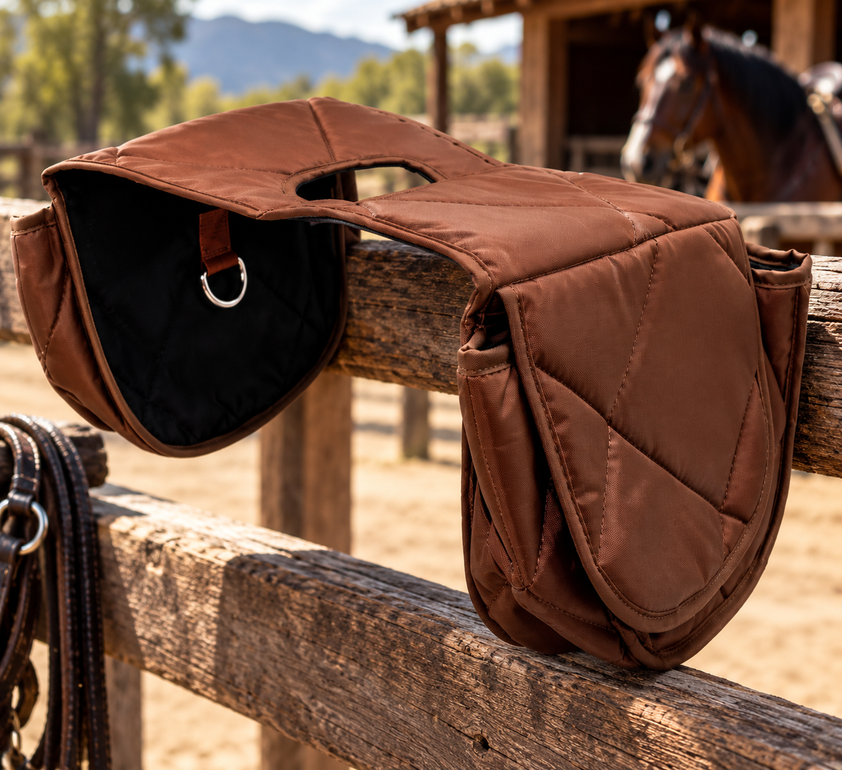 Alforja de Nylon para Caballo Doble Bolsa para Montura