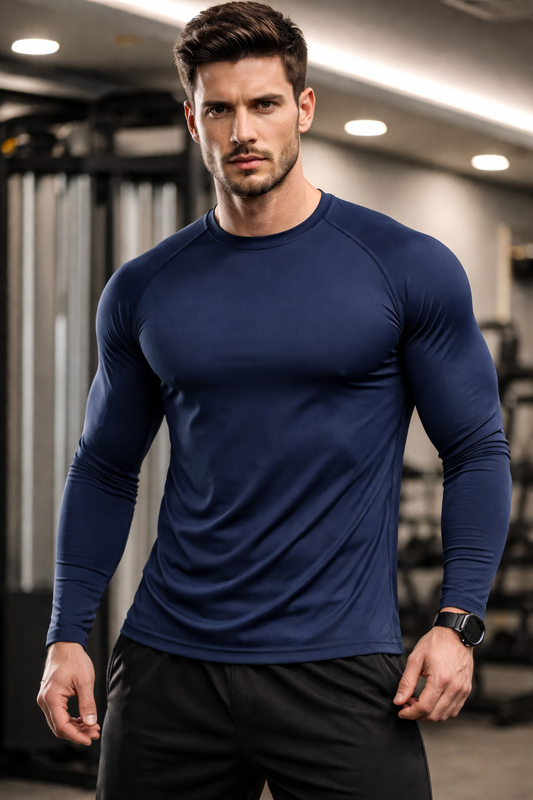 Playera Manga Larga Deportiva Hombre – Transpirable, Secado Rápido y Stretch 4 Vías