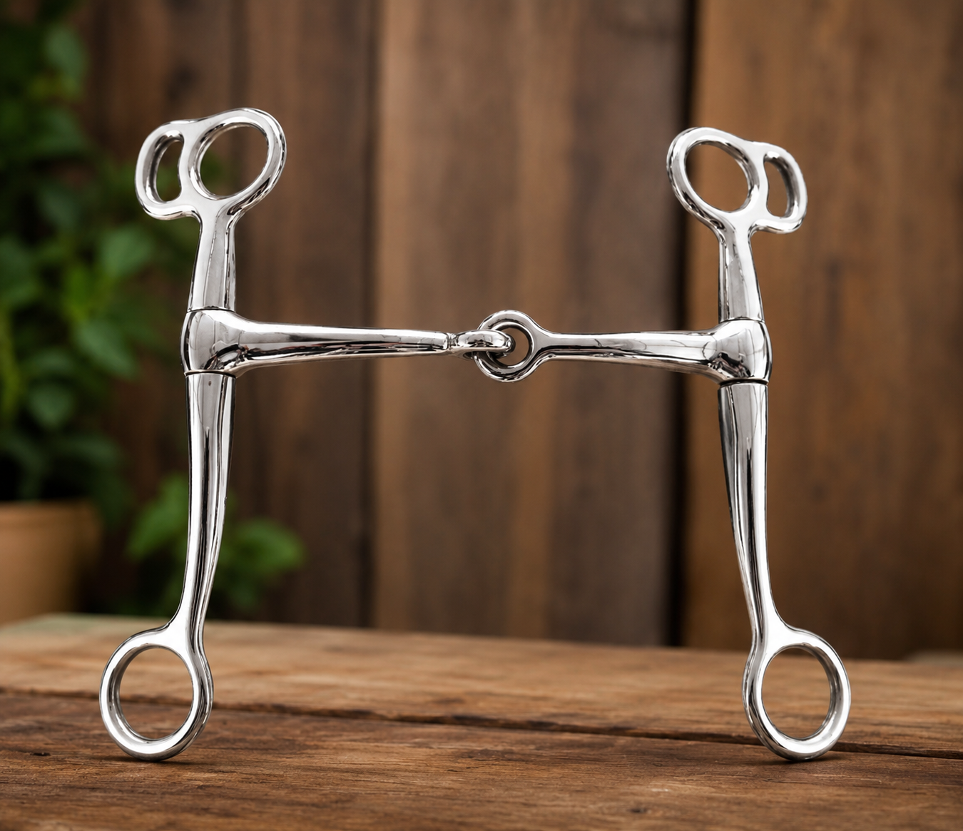 Freno para Caballo Snaffle de Acero Inoxidable con Anillas Tipo D