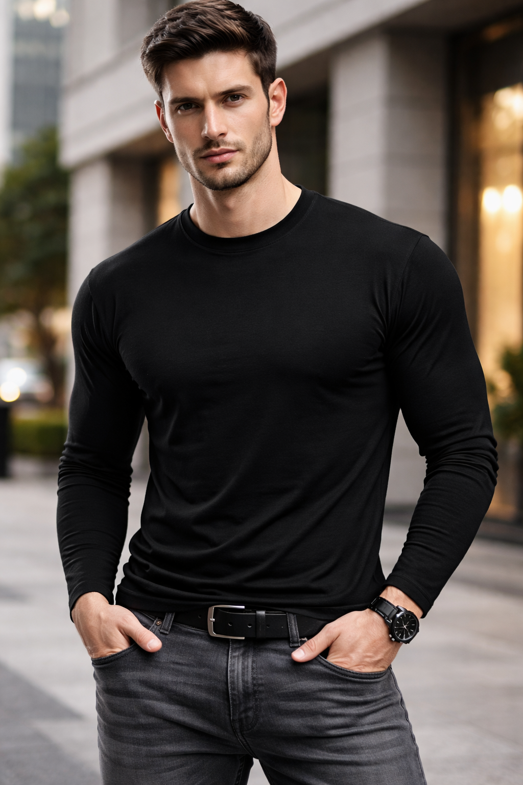 Playera Manga Larga Hombre Básica – Ajuste Moderno y Tela Suave