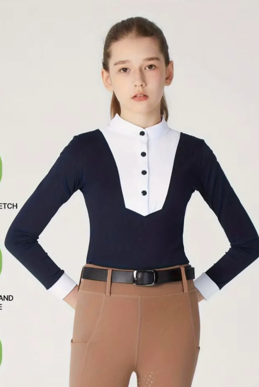 Camisa de Competencia Ecuestre Manga Larga para Niños