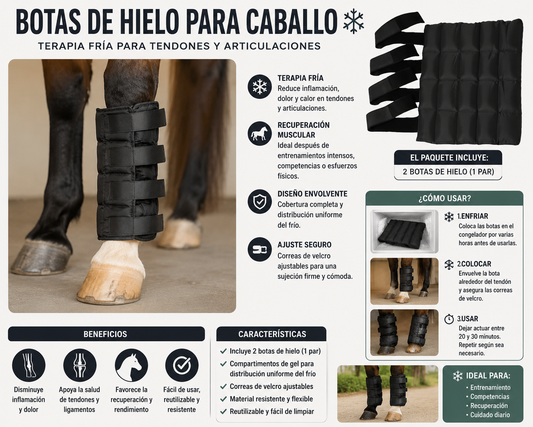 Botas de Hielo para Caballo (Par) – Terapia Fría para Tendones y Articulaciones