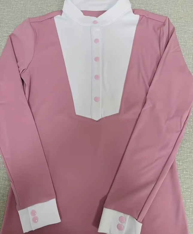 Camisa de Competencia Ecuestre Rosa Mujer Cuello Show