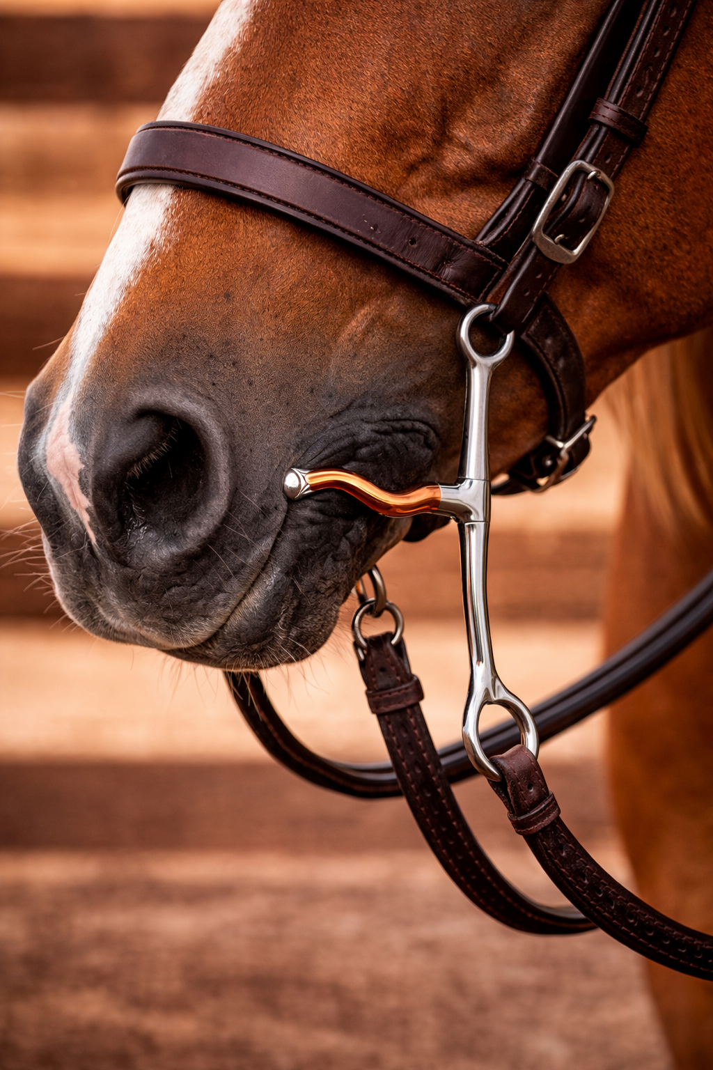 Freno Vaquero para Caballo con Barra Curva de Cobre