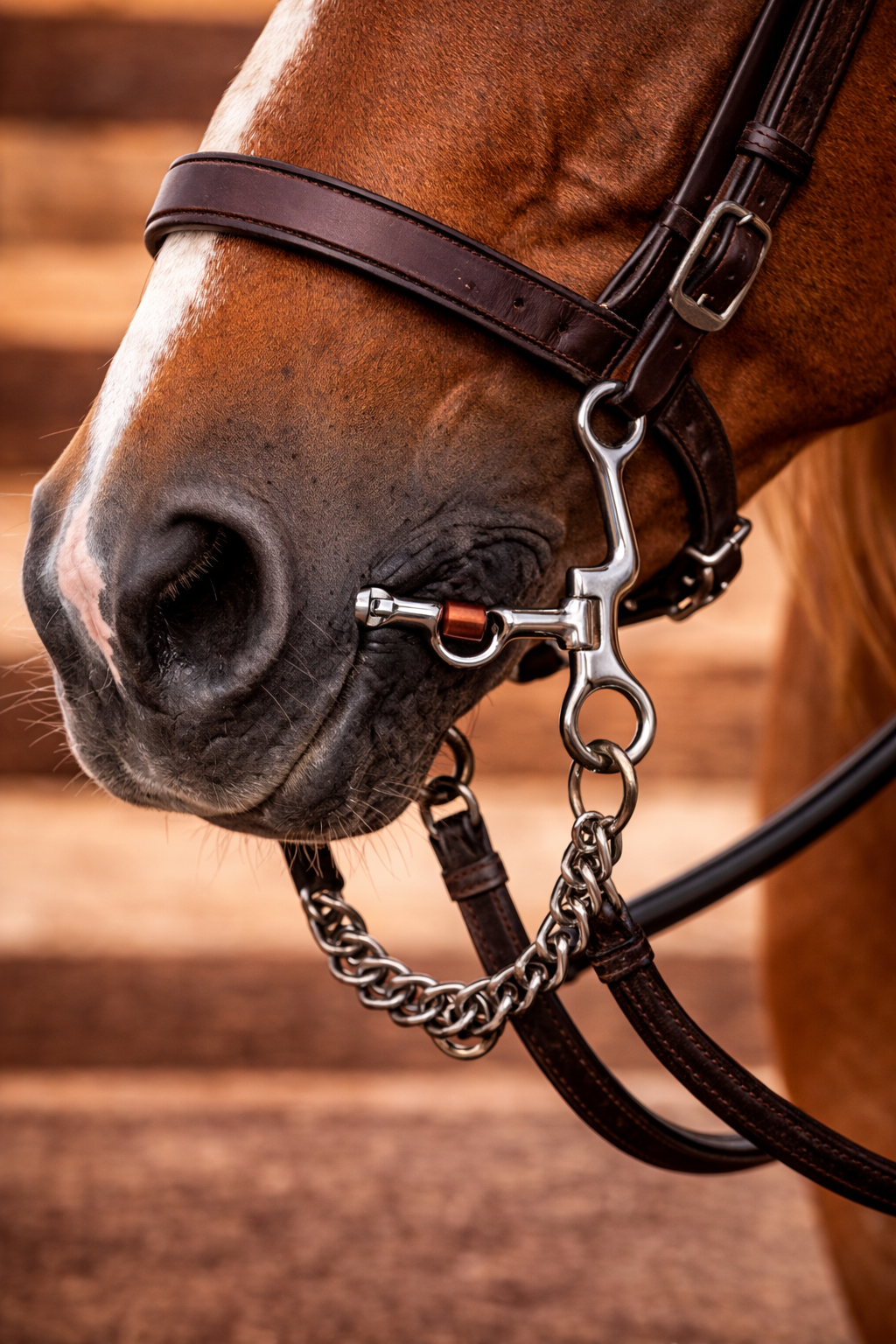 Freno Vaquero para Caballo con Cadenilla y Barra de Cobre