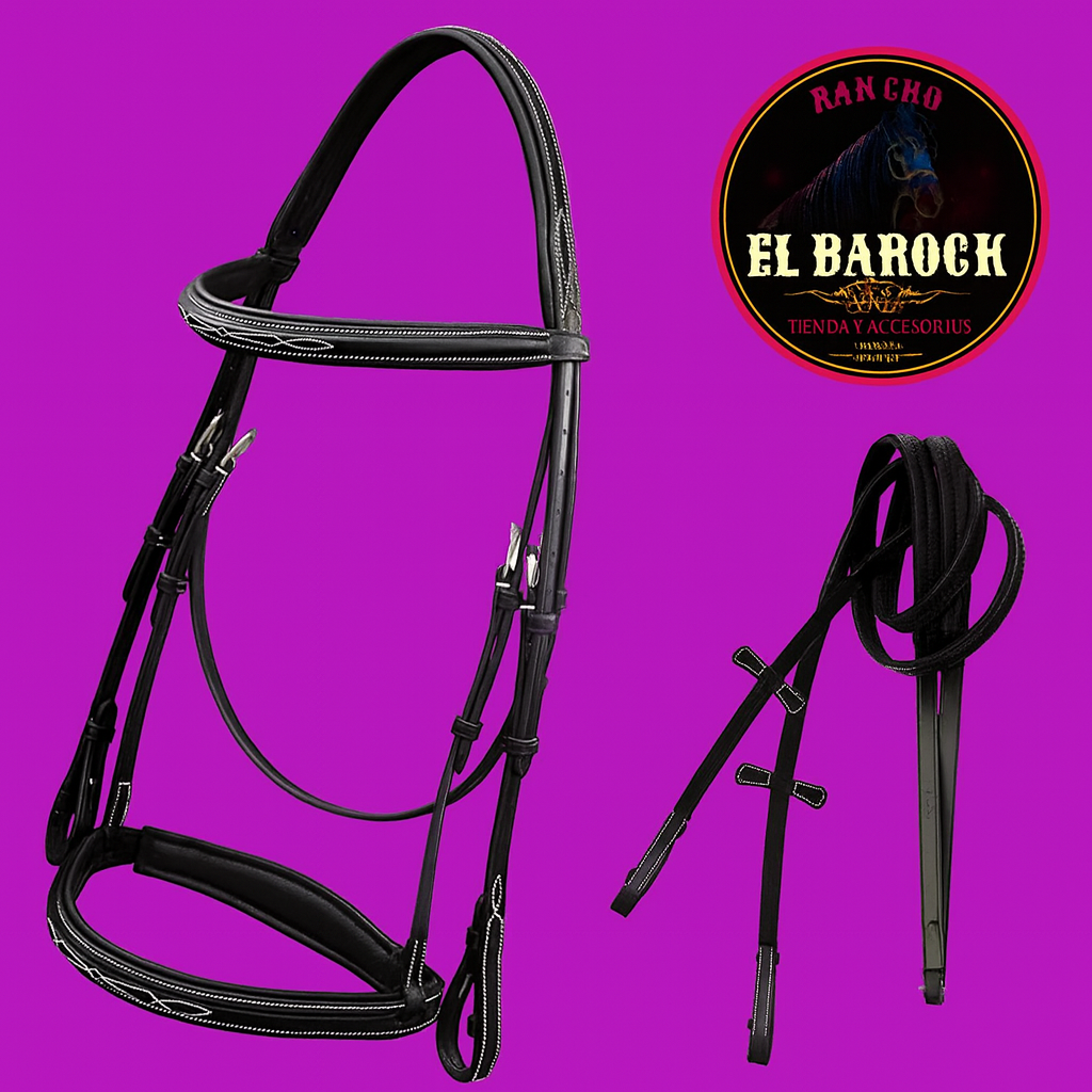 Brida Inglesa Exion Hunter – Cuero Premium con Browband Diseñado y Riendas de Goma