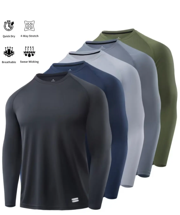 Playera Manga Larga Deportiva Hombre – Transpirable, Secado Rápido y Stretch 4 Vías