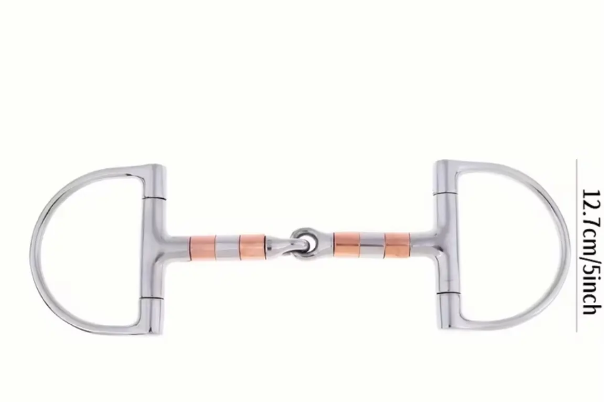 Freno Snaffle de Acero Inoxidable con Incrustaciones de Cobre y Anillas Tipo D