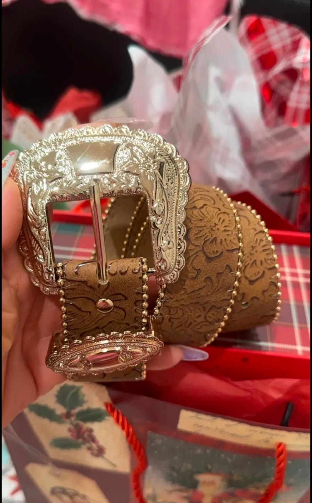 Cinturón Vaquero para dama con Hebilla de Flores