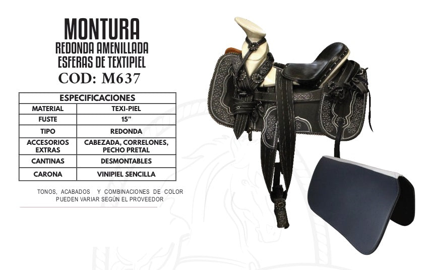 Montura Redonda Amenillada con Esferas de Textipiel