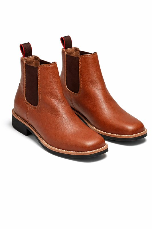 Botín Vaquero de Piel para Mujer – Punta Chata – Color Café