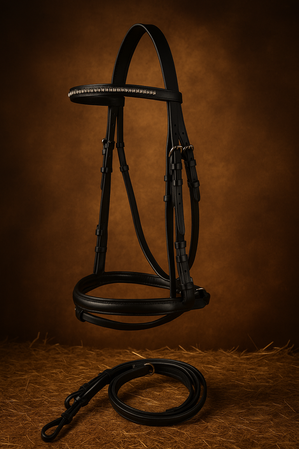 Brida de Cuero HORZE Weston Tamaño COB – Acolchada, con Banda Nasal Flash y Riendas de Red