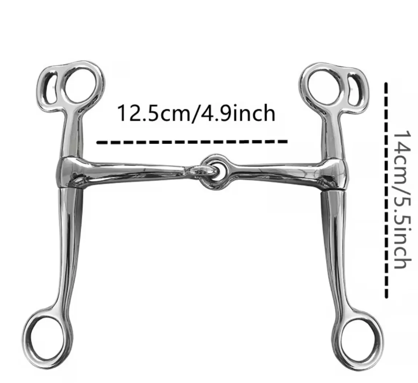 Freno para Caballo Snaffle de Acero Inoxidable con Anillas Tipo D