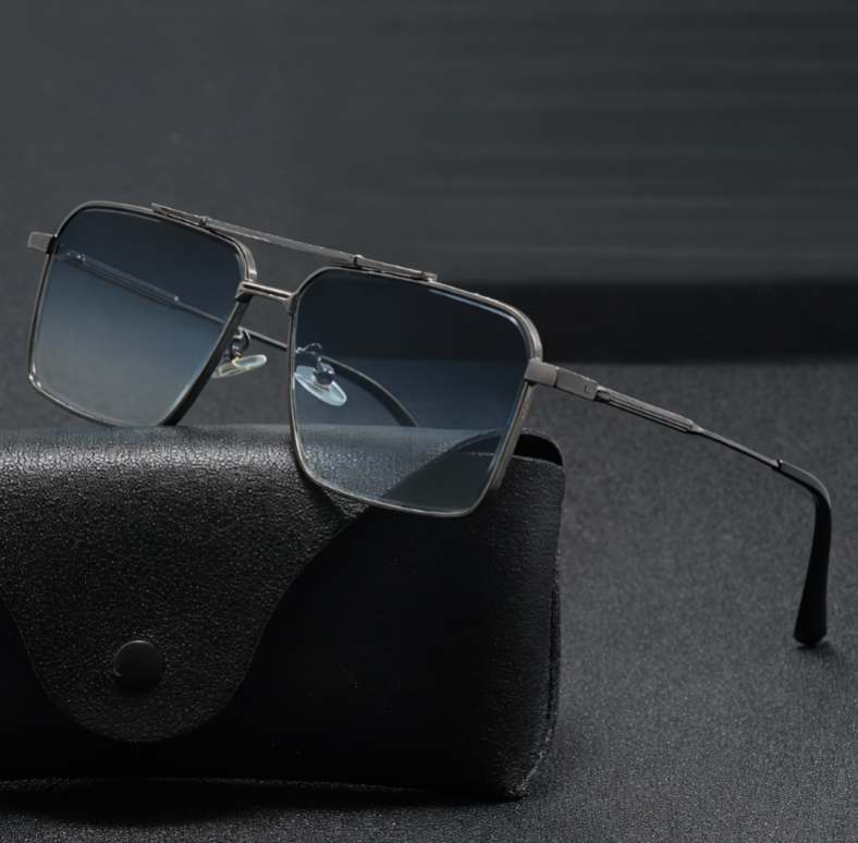 Lentes Cuadrados Metálicos Dorado Degradado