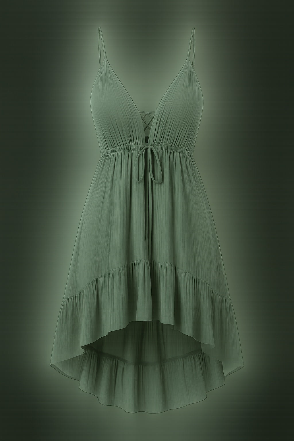 Vestido boho vaquero color verde salvia